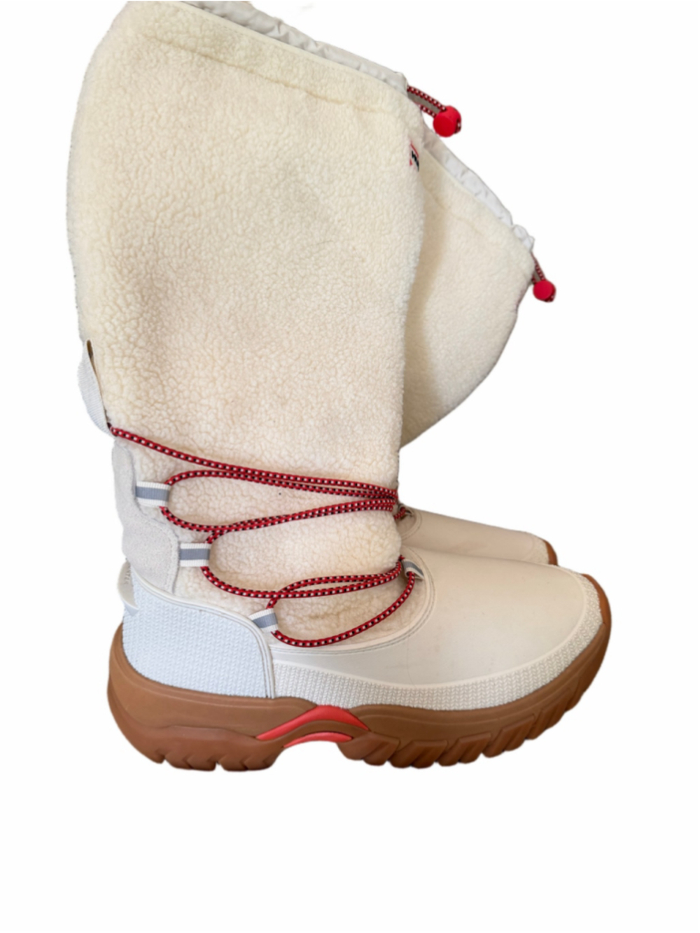 Hunter Women’s Tall Sherpa Fleece Insulated Snow Boots White Gum Sole Size US 7